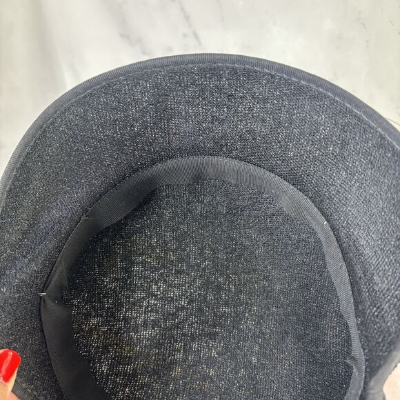 Vintage 40s 1950s black Hat Pink Tulle Mesh Cloche British style Whimsical - Picture 11 of 13